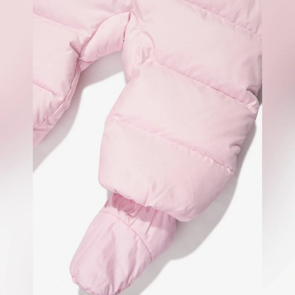 Ralph Lauren Pale Pink Quilted Puffer Bunting with Hood